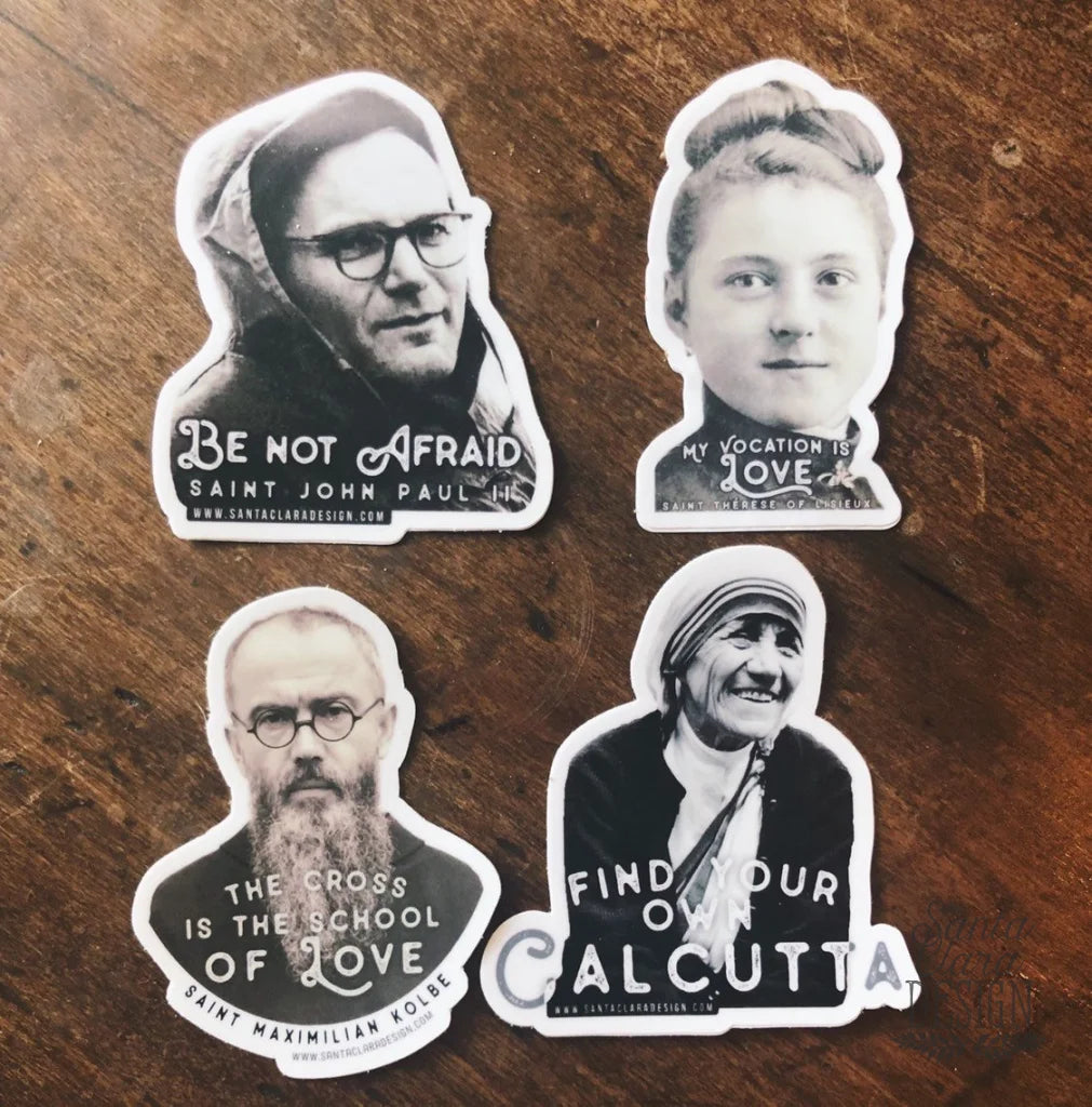 St. Maxmilian Kolbe &amp;quot;The Cross is the School of Love&amp;quot; Catholic Inspirational Sticker for indoor/outdoor use | Christian waterbottle laptop