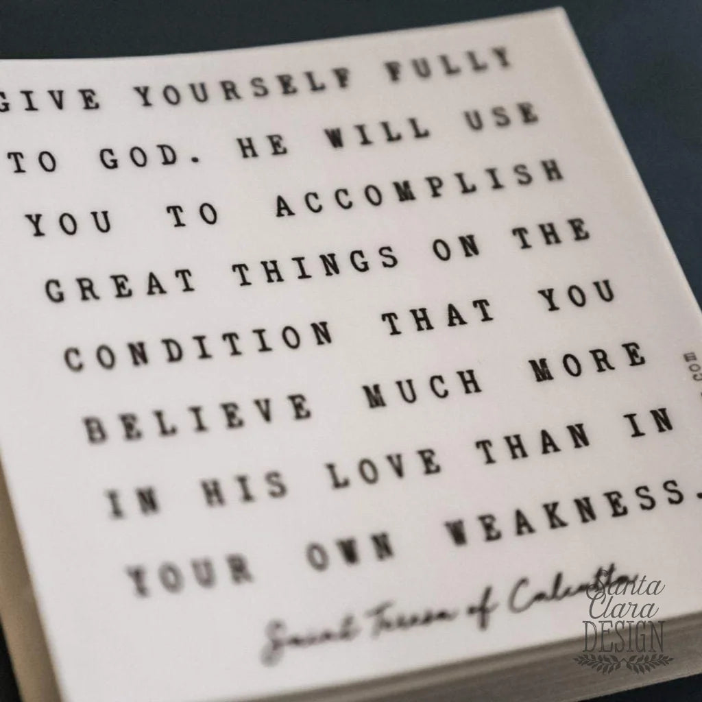 St. Teresa of Calcutta Give Yourself Fully to God Sticker | Catholic Vinyl Decal for indoor/outdoor weatherproof waterproof laptop, tumbler