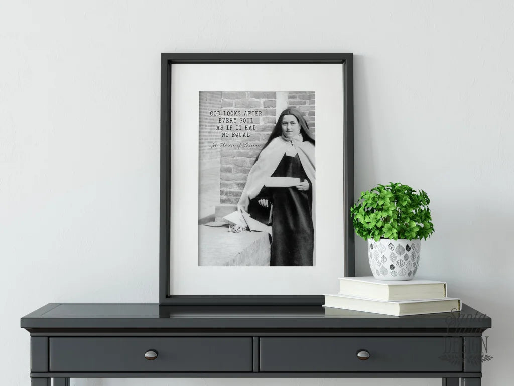 St. Therese of Lisieux &amp;quot;God looks after every soul...&amp;quot; Catholic Saint Quote, Confirmation Gift, Catholic Print, Catholic Art, Saint quote