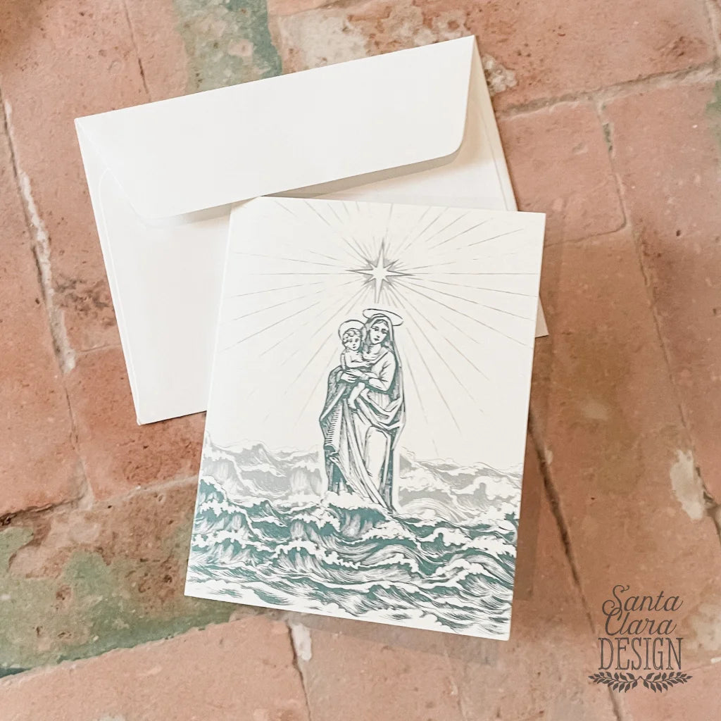 Stella Maris Notecard Set of 6 matching, blank cards + envelopes A2 size - Star of the Sea stationery for her, catholic gift