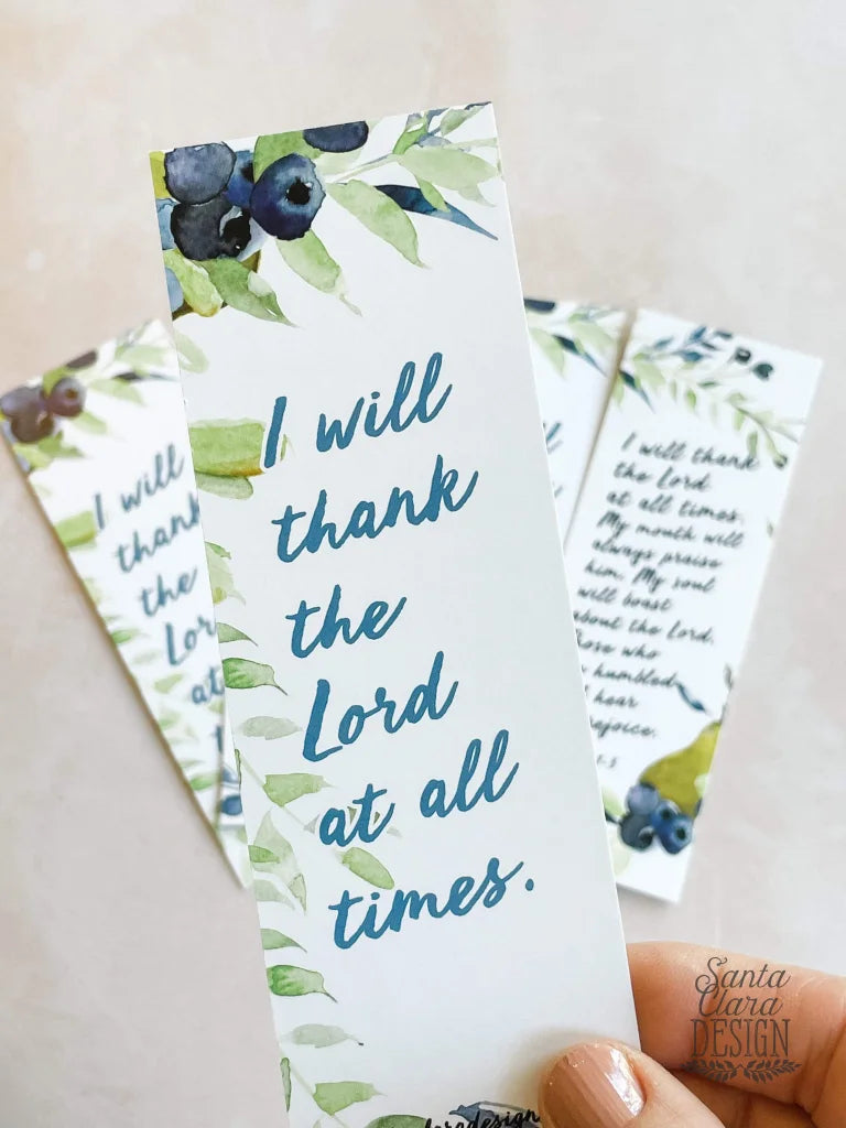 Thankfulness Bookmark Set, Psalm 34 Thanksgiving 2-sided, bible prayer , thanksgiving gift, stocking stuffer, bookish Catholic, St Nicholas