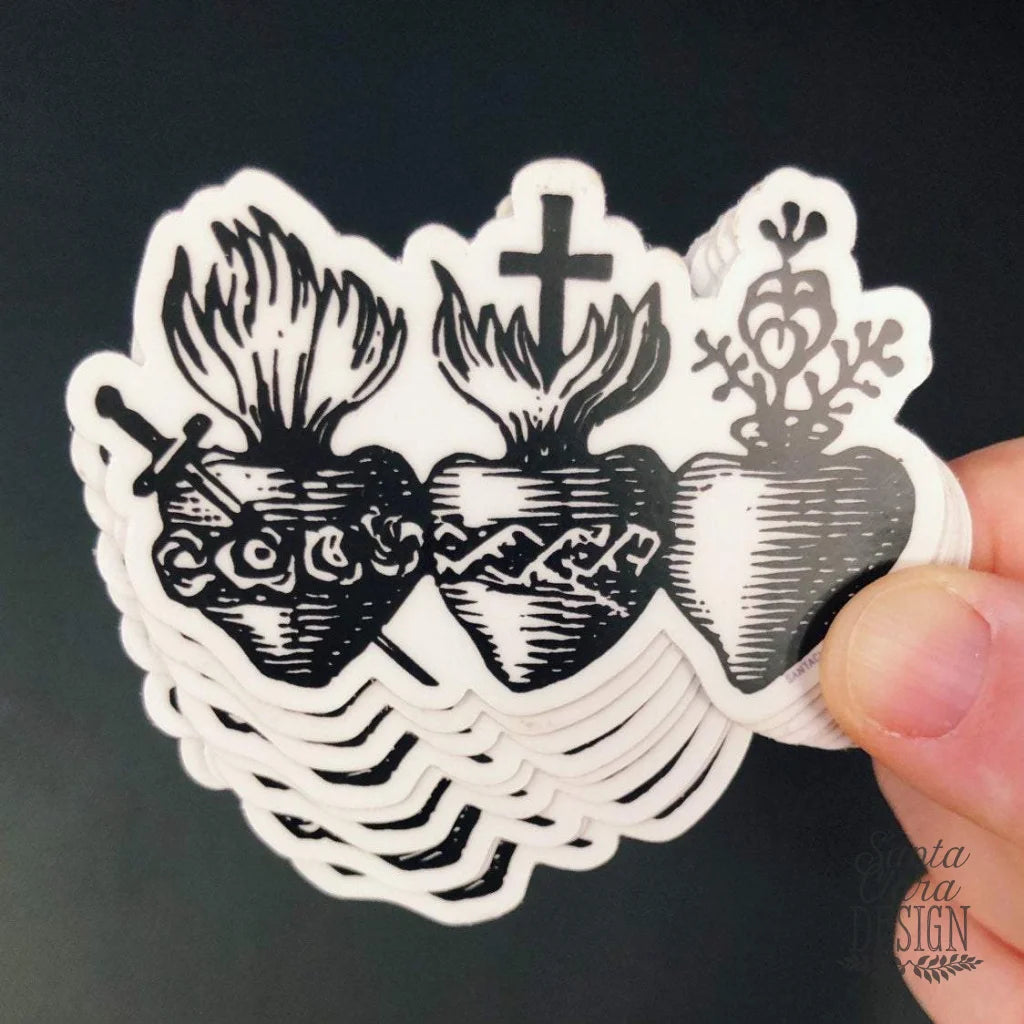 Three Hearts Decal | Catholic  Sticker | Sacred Heart of Jesus, Immaculate Heart of Mary, Pure Heart of Joseph | vinyl decal