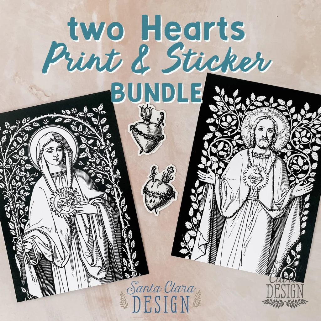 Two Hearts Print And Sticker Bundle