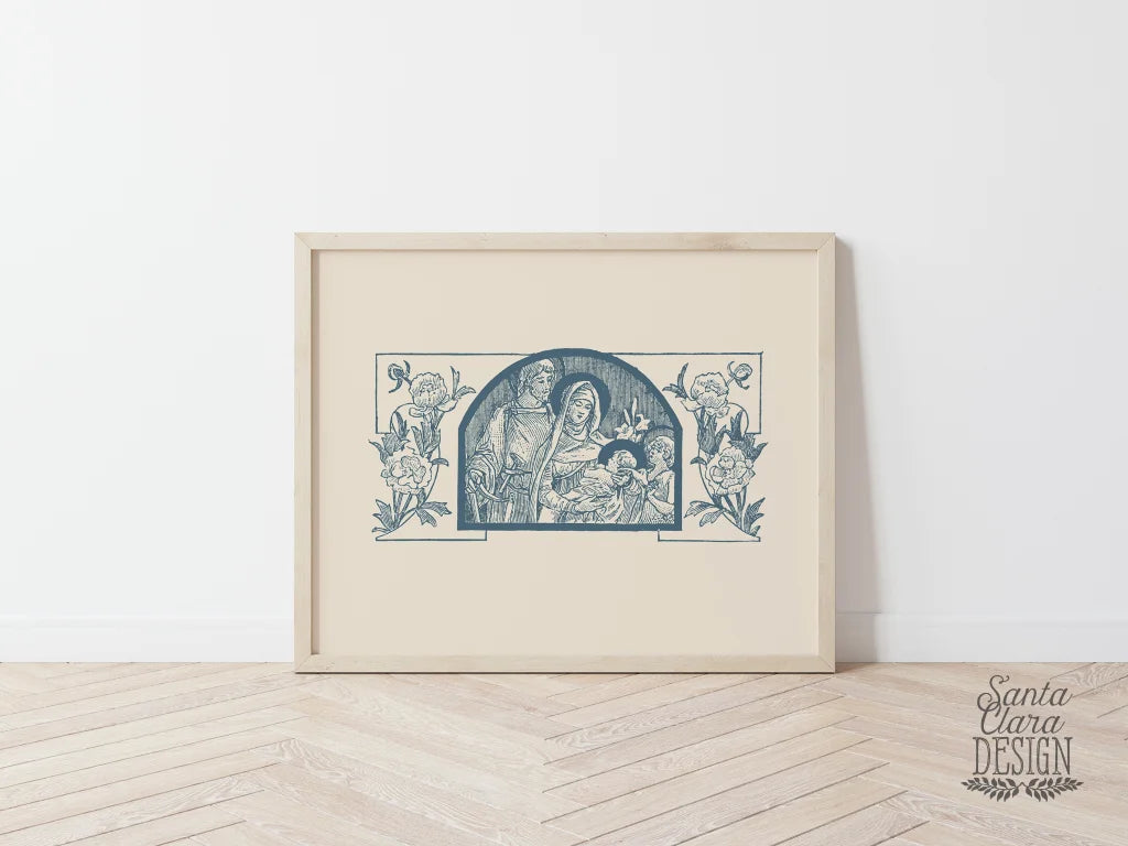 Vintage Holy Family With Roses Art Print Bestsellers